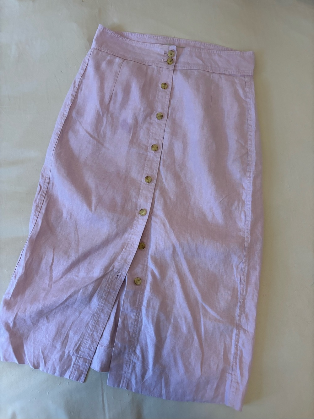 Everlane Linen-Blend Button-Front Midi Skirt in Light Lavender